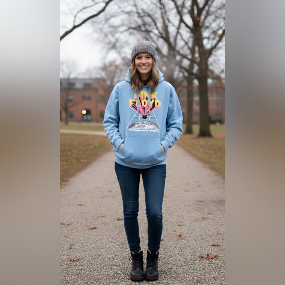 NWT- Pink Floyd Light Blue Graphic Hoodie
